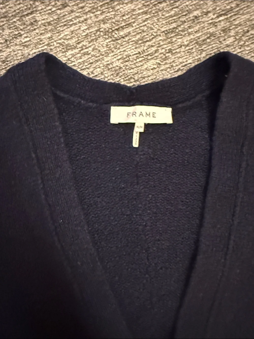 Frame Navy V-Neck Button Cardigan